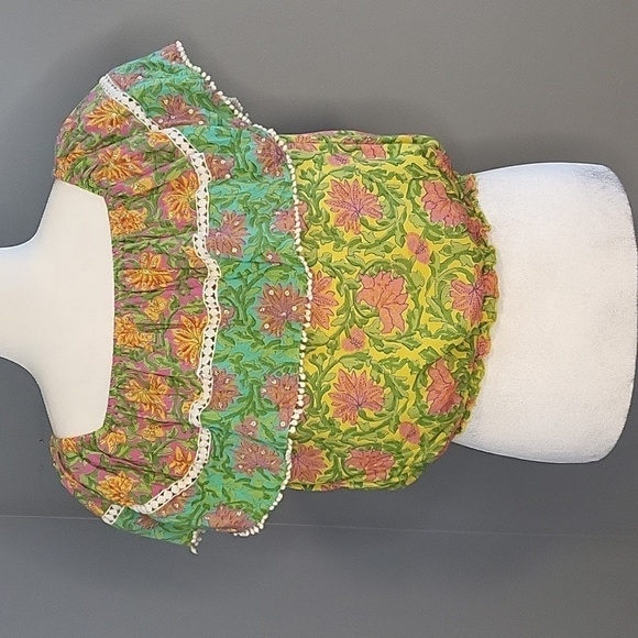 Miss June Paris Sequined Off Shoulder Boho Crop Peasant Top - See Measurements - Picture 2 of 14